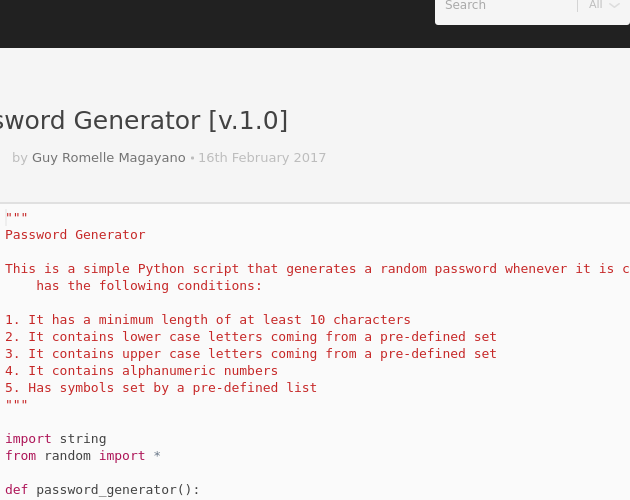 password generator script in python